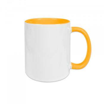 Kaffeetasse weiß/goldgelb