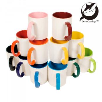 Kaffeetasse weiß/dunkelblau