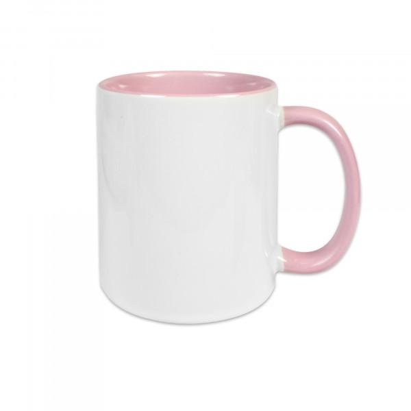 Kaffeetasse weiß/rosa