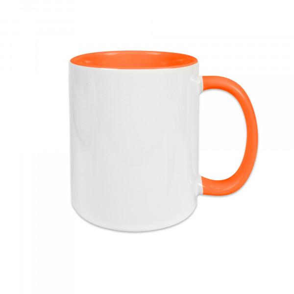 Kaffeetasse weiß/orange